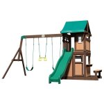 Backyard discovery - lakewood - maisonnette en bois avec balancoires toboggan et banc