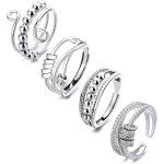 Bague anti - stress 4 pièces réglable avec perles tournantes ? anneaux spinner pour soulager l?anxiété ... Bague anti - stress 4 pièces réglable avec perles tournantes ? anneaux spinner pour soulager l?anxiété ...