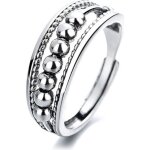 Bague anti - stress avec perles rotatives r�glable argent s