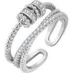 Bague anti - stress rglable avec perles rotatives argentes