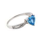 Bague en argent 925 avec pierre c?ur bleu ? zirconium brillant bijou lgant femme cadeau amour ou fianailles ...
