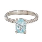 Bague argent artisanale ar�gonde aigue marine argent� - 7x5 mm [r9448]