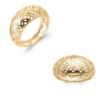 Bague - bijouxia - jonc bomb� ajour� - plaqu� or 18 carats - taille 50 � 60 - dor�