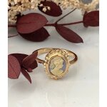 Bague - bijouxia - symbole cam�e - plaqu� or 18 carats - couleur bleu - taille 50