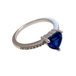 Bague c?ur bleu femme en argent 925 rhodi� ? oxyde de zirconium bijou romantique cadeau amour ou anniversaire ...