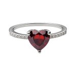 Bague c?ur femme ? taille 54 - cristal rouge rubis tincelant et zirconium ? anneau argent 925 lgant ...