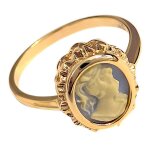 Bague cam bleu plaqu or 18 carats