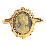 Bague cam bleu plaqu or 750 / 000