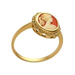 Bague came femme plaqu or 18 carats ? came orange ovale 13x10 mm ? bijou vintage lgant et intemporel ...