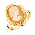 Bague came en or 18 carats  tte ovale de 19 x 14 mm et lunette sculpte