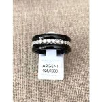 Bague c�ramique noire 3 anneaux argent zirconium t50 - 52 - 54 - 56 - 58 - 60 argent� - 52
