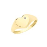Bague chevali�re / bague souveraine eds jewels homme / femme or 375 / 1000 oxyde de zirconium coeur 47141 ...