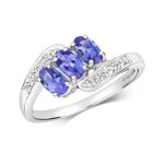 Bague crossover eds jewels femme or blanc 375 / 1000 diamant brillant h - pk tanzanite trilogie 37378 ...