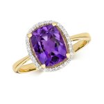 Bague eds jewels femme or 375 / 1000 diamant 0. 08 carat amthyste pavage 37394