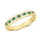 Bague eds jewels femme or 375 / 1000 diamant brillant 0. 13 carat h - i1 i2 emeraude semi pave 44396 ...