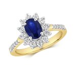Bague eds jewels femme or 375 / 1000 diamant brillant 0. 50 carat h - i1 i2 saphir fleur 37278