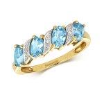 Bague eds jewels femme or 375 / 1000 diamant brillant h - pk topaze bleu 37213