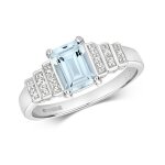 Bague eds jewels femme or blanc 375 / 1000 diamant brillant h - pk aquamarine 37299