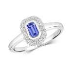 Bague eds jewels femme or blanc 375 / 1000 diamant brillant h - pk tanzanite pavage 37377
