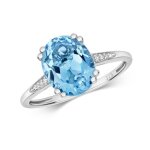 Bague eds jewels femme or blanc 375 / 1000 diamant brillant hi - i1 topaze bleu 45579