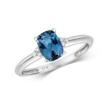 Bague eds jewels femme or blanc 375 / 1000 diamant brillant hi - i1 topaze bleue de londres 45577