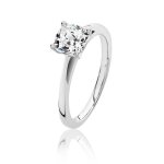 Bague eds jewels femme plaqu� rhodium argent fin 925 oxyde de zirconium solitaire fiancailles 43380