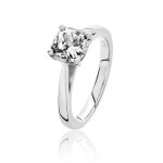 Bague eds jewels femme plaqu rhodium argent fin 925 oxyde de zirconium solitaire fiancailles 43381