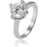 Bague - enfant / femme - solitaire - cristal - blanc - 5 mm - argent 925 / 1000 - rhodi�