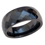 Bague facete en cramique noire