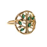 Bague femme arbre de vie plaqu� or 18 carats et oxydes de zirconium verts ? bijou �l�gant et raffin� ...