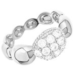 Bague femme argent 925 rhodi� ? large anneau serti oxydes de zirconium �tincelants ? bijou poin�onn� ...