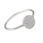 Bague femme argent 925 rhodi� avec oxydes de zirconium ? design rond pav� 7 mm �l�gance discr�te et brillance ...