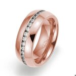 Bague femme - gooix - 444 - 02129 - 520 - acier inoxydable - plaque or rose - zircone blanche