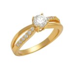 Bague femme plaqu or 18 carats ? solitaire oxyde de zirconium 5 mm ? bijou lgant et brillant ide ...