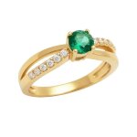 Bague femme plaqu� or 18 carats ? solitaire oxyde de zirconium vert 5 mm ? bijou �l�gant et brillant ...