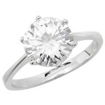 Bague femme solitaire fiancailles argent fin 925 avec oxyde de zirconium 42412