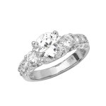 Bague femme solitaire fiancailles argent fin 925 avec oxyde de zirconium 42536