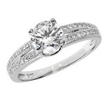 Bague femme solitaire fiancailles argent fin 925 avec oxyde de zirconium 42554