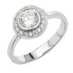 Bague femme solitaire fiancailles argent fin 925 avec oxyde de zirconium 42563