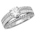 Bague femme solitaire fiancailles argent fin 925 avec oxyde de zirconium 43318