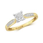 Bague femme solitaire fiancailles or 375 / 1000 et diamant brillant 0. 10 carat h - i1 i2 44101