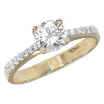 Bague femme solitaire fiancailles or 375 / 1000 avec oxyde de zirconium 37816