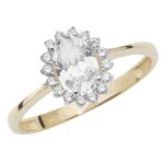 Bague femme solitaire fiancailles or 375 / 1000 avec oxyde de zirconium 37847