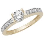 Bague femme solitaire fiancailles or 375 / 1000 avec oxyde de zirconium de culture 37842 Bague femme solitaire fiancailles or 375 / 1000 avec oxyde de zirconium de culture 37842