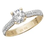 Bague femme solitaire fiancailles or 375 / 1000 avec oxyde de zirconium de culture 37844 Bague femme solitaire fiancailles or 375 / 1000 avec oxyde de zirconium de culture 37844