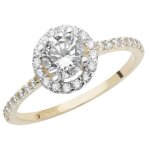 Bague femme solitaire fiancailles or 375 / 1000 avec oxyde de zirconium de culture 37846