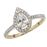 Bague femme solitaire fiancailles or 375 / 1000 avec oxyde de zirconium de culture 37848