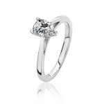 Bague femme solitaire fiancailles plaqu� rhodium argent fin 925 avec oxyde de zirconium 43393