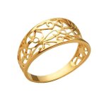 Bague large ajoure filigrane femme plaqu or 18 carats ? bague statement volutes style rtro / baroque ...