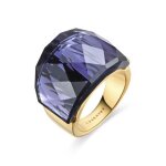 Bague - luxenter - fadino - or jaune 18 carats - quartz hydrothermal onyx - pourpre